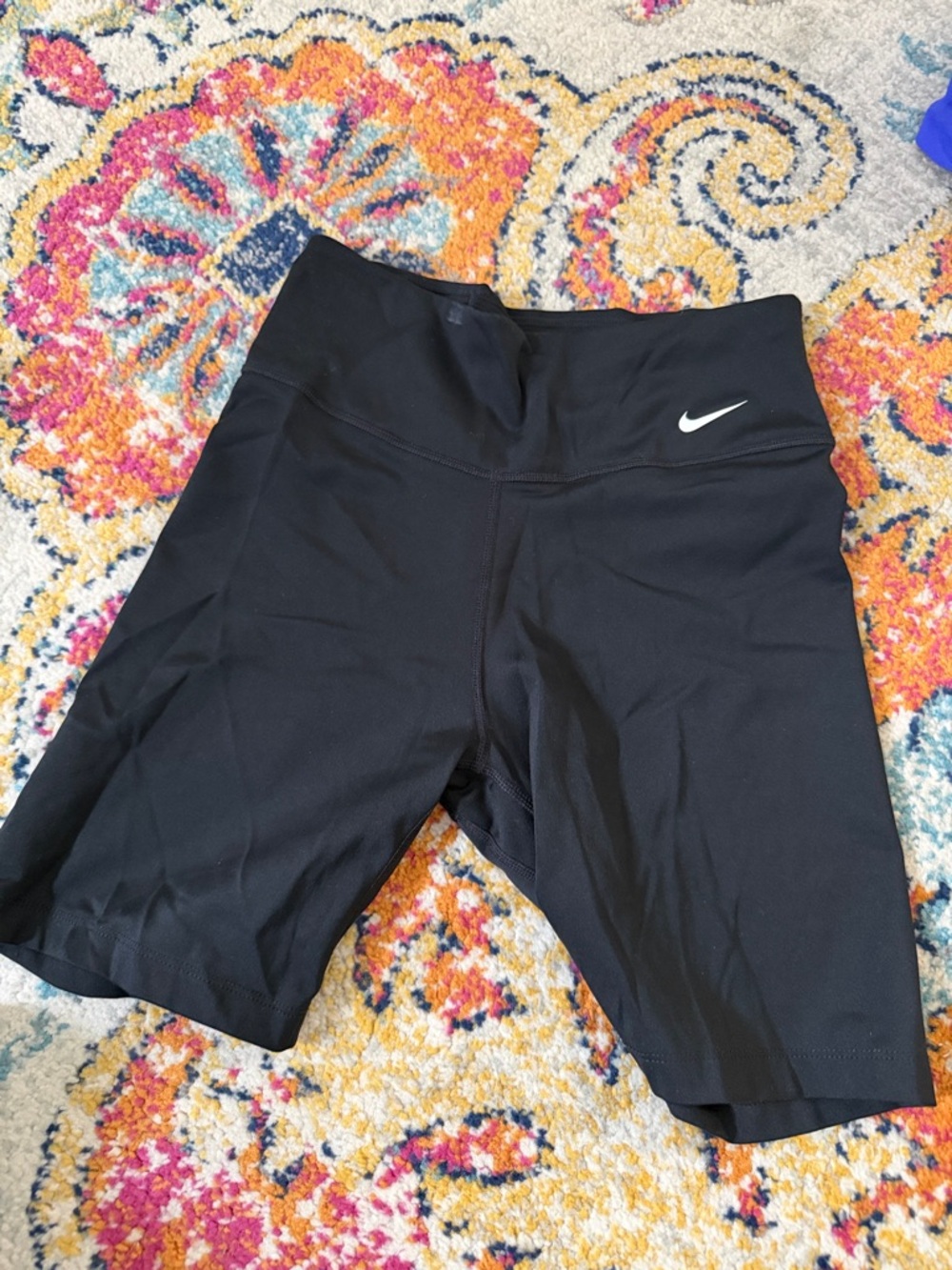 Nike Black High-Rise Bike Shorts with White Swoosh